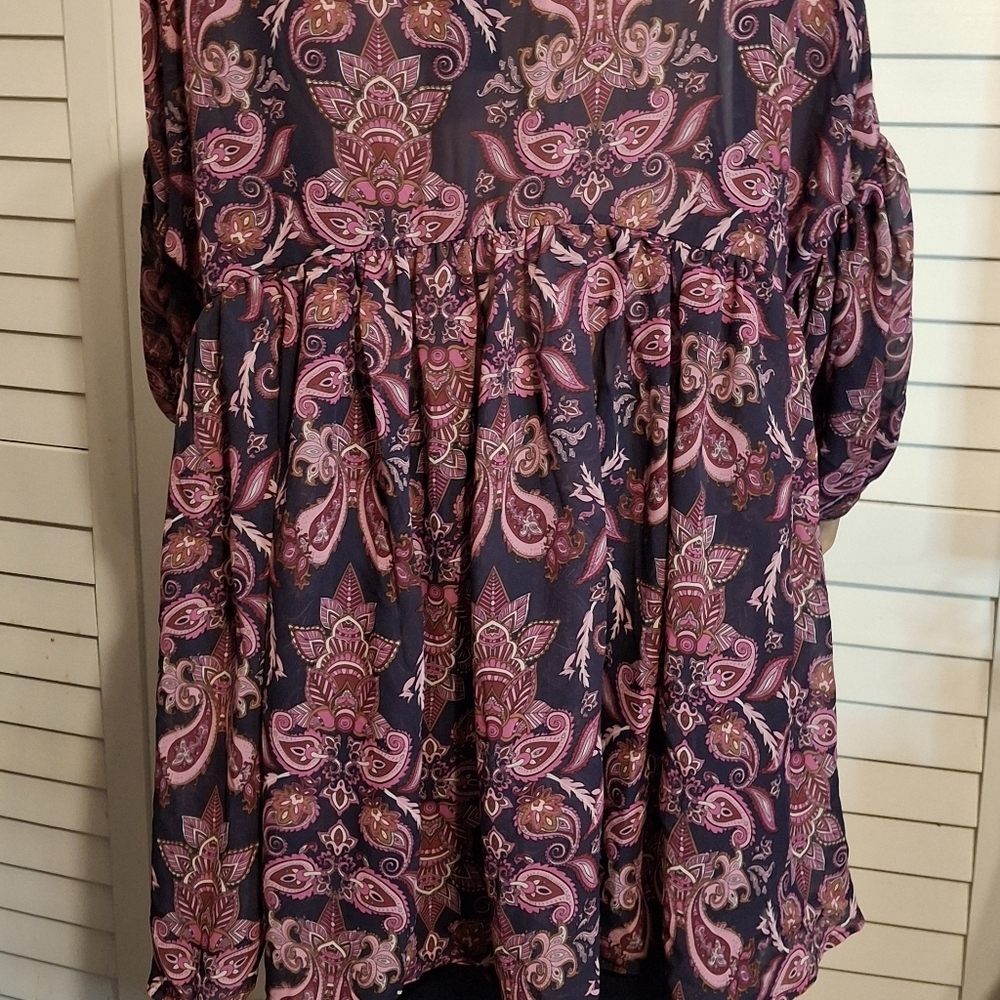Romeo & Juliet Couture purple bohemian floral ruffled crop top Sz M Nwt - Picture 9 of 9